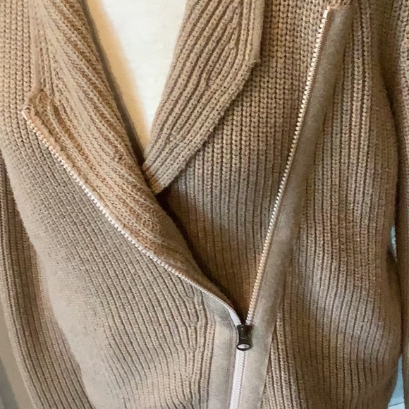Athleta Stowe Moto Zip Sweater Jacket XL, 100% merino wool, super thick - Picture 3 of 5